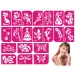 Set di stencil per tatuaggi glitterati da ragazza, 21 pezzi