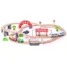 Set ferroviario in legno con locomotiva a batteria, 60 pezzi - Woodyland