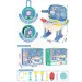 Set medico 2 in 1 blu in valigia con ruote