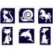Set mini di stencil per tatuaggi glitterati con animali, 6 pezzi