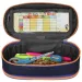 Spirit: Astuccio ovale blu indaco con cerniera arancione neon 23x10cm