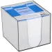 Spirit: Blocco note bianco in contenitore trasparente, 900 fogli, 9x9x9 cm.