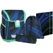 Spirit: Blue Stripes strisce blu-verdi su sfondo nero zaino scolastico, zaino set da 4 pezzi 41x20x32cm