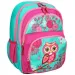 Spirit: Zaino ergonomico scolastico arrotondato con motivo di gufo rosa-turchese, 40x20x18cm