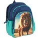 Spirit: Zaino scolastico arrotondato blu con motivo di leone, 24x13x31cm