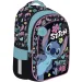 Zaino scolastico a 4 scomparti con stampa Disney Stitch e pompon blu BPL58 40x29x19 cm immagine 1