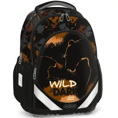 Ars Una: zaino scolastico anatomico "Wild in the Dark" con leone, 33×42×21 cm immagine 1