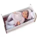 Bambola piangente con vestito a quadri e lettino 30cm immagine 2