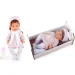Bambola piangente con vestito a quadri e lettino 30cm immagine 1