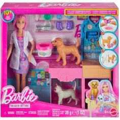 Set di gioco Barbie, clinica veterinaria per ingessature, con bambola dai capelli rosa - Mattel immagine 1