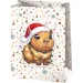 Borsa regalo gigante con motivo di criceto con cappello di Natale 33x15x44,5cm