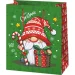 Borsa regalo media con motivo di elfo di Natale Merry Christmas 18x23x10cm