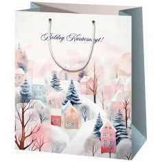 Cardex: Sacchetto regalo di dimensioni normali case innevate 11x6x14cm