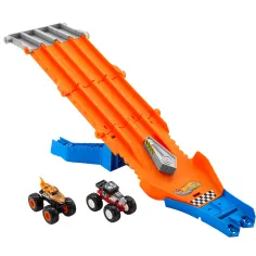 Hot Wheels Monster Trucks: Set di pista di inseguimento con 2 macchinine - Mattel immagine 2