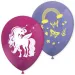 Set di 8 palloncini viola-rosa con motivo di unicorno arcobaleno