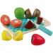 Set di frutta in legno da tagliare con tagliere e coltello
